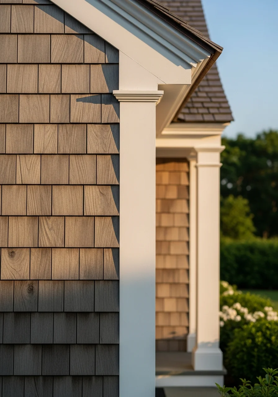 Close-up of fine architectural detail on a Hamptons property, showing quality materials and expert craftsmanship.